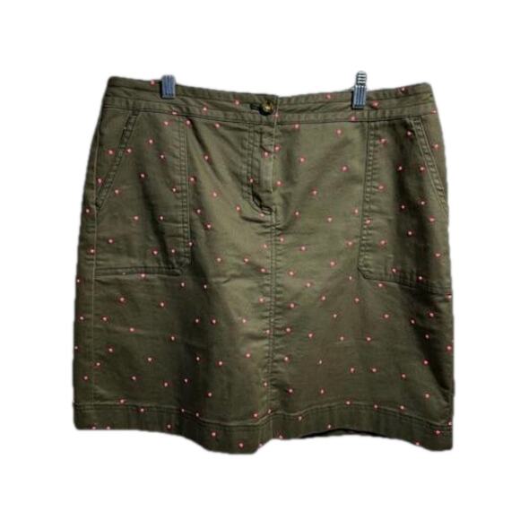 Boden Mini A-Line Skirt Embroidered Polka Dot Print Pockets Green Pink Size 10 R - Picture 5 of 15